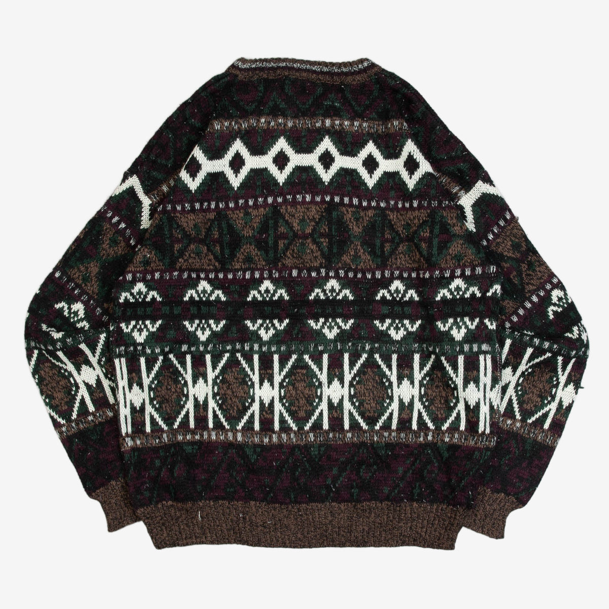 MEN'S VINTAGE 1990S PATTERNED KNITTED JUMPER - LARGE