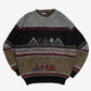 MEN'S VINTAGE 1980S U.S POLO ASSN. LEATHER PATCH PATTERNED KNITTED JUMPER - X-LARGE