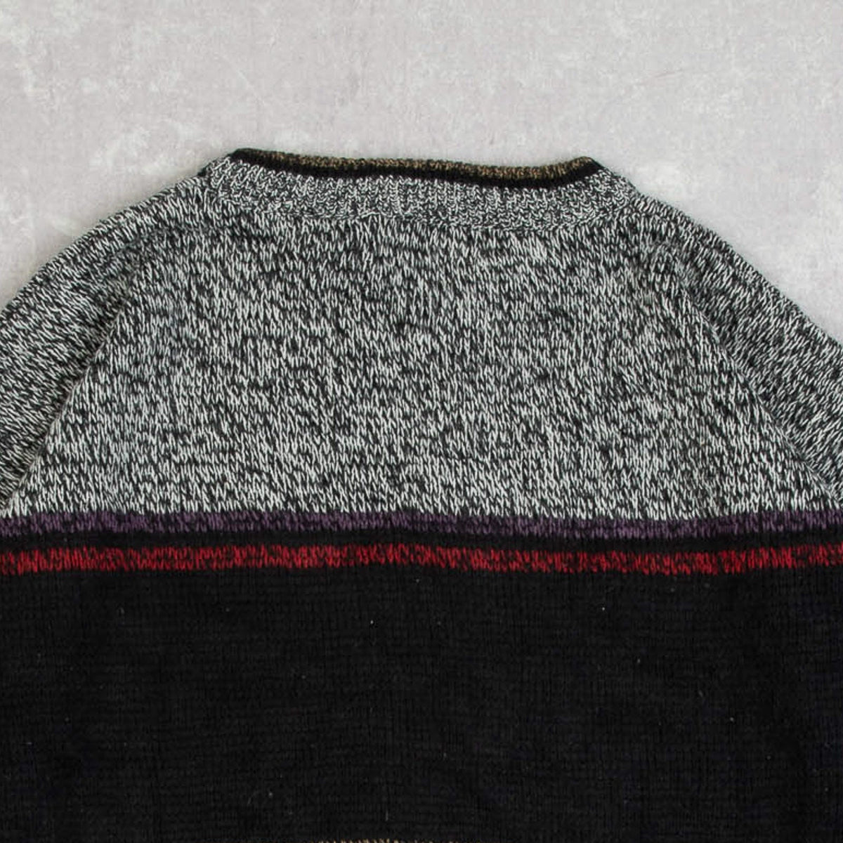 MEN'S VINTAGE 1980S U.S POLO ASSN. LEATHER PATCH PATTERNED KNITTED JUMPER - X-LARGE