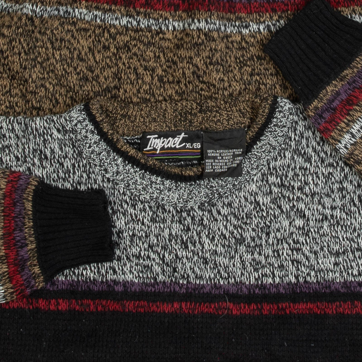 MEN'S VINTAGE 1980S U.S POLO ASSN. LEATHER PATCH PATTERNED KNITTED JUMPER - X-LARGE