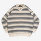 MEN'S VINTAGE 1990S STRIPED PATTERNED KNITTED JUMPER - X-LARGE