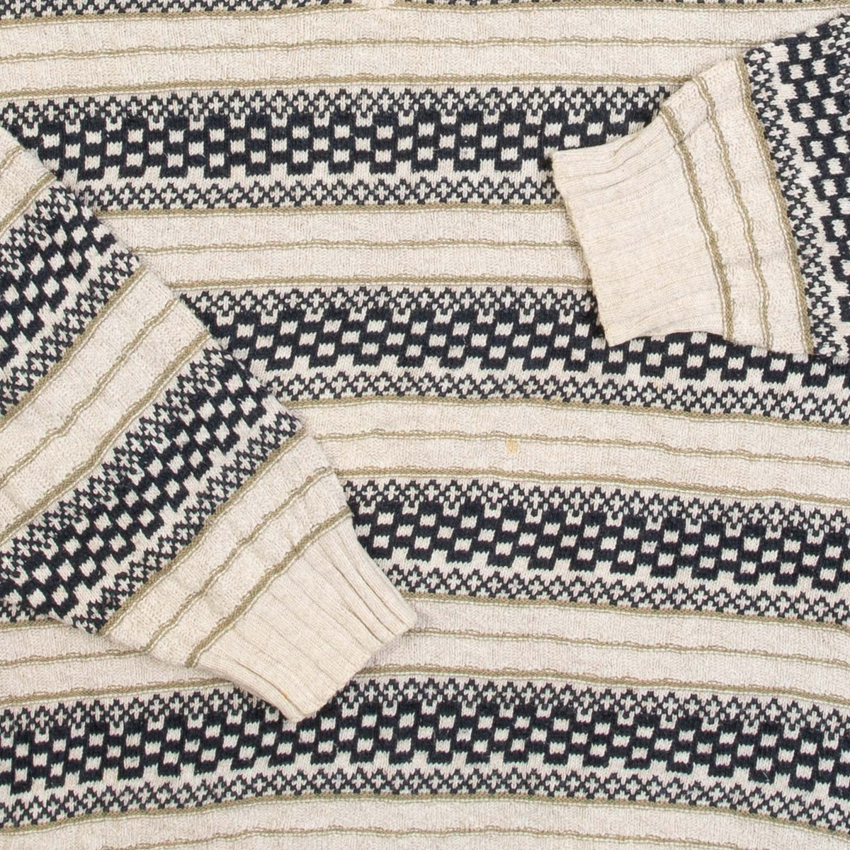 MEN'S VINTAGE 1990S STRIPED PATTERNED KNITTED JUMPER - X-LARGE