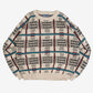 MEN'S VINTAGE 1990S CHECKED PATTERNED KNITTED JUMPER - SMALL