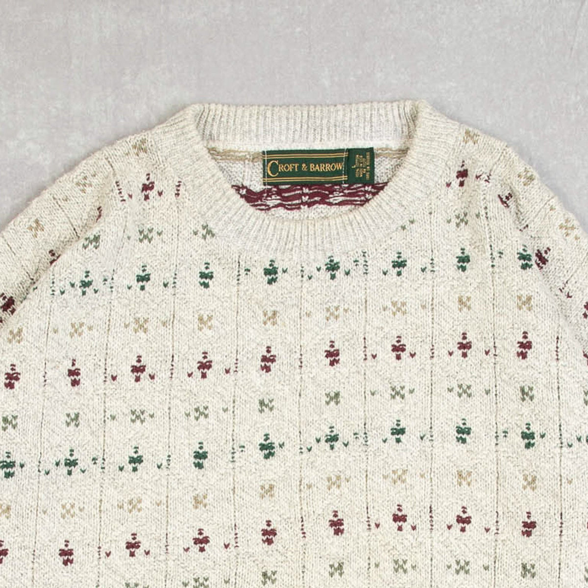MEN'S VINTAGE 1990S STRUCTURED PATTERNED KNITTED JUMPER - LARGE