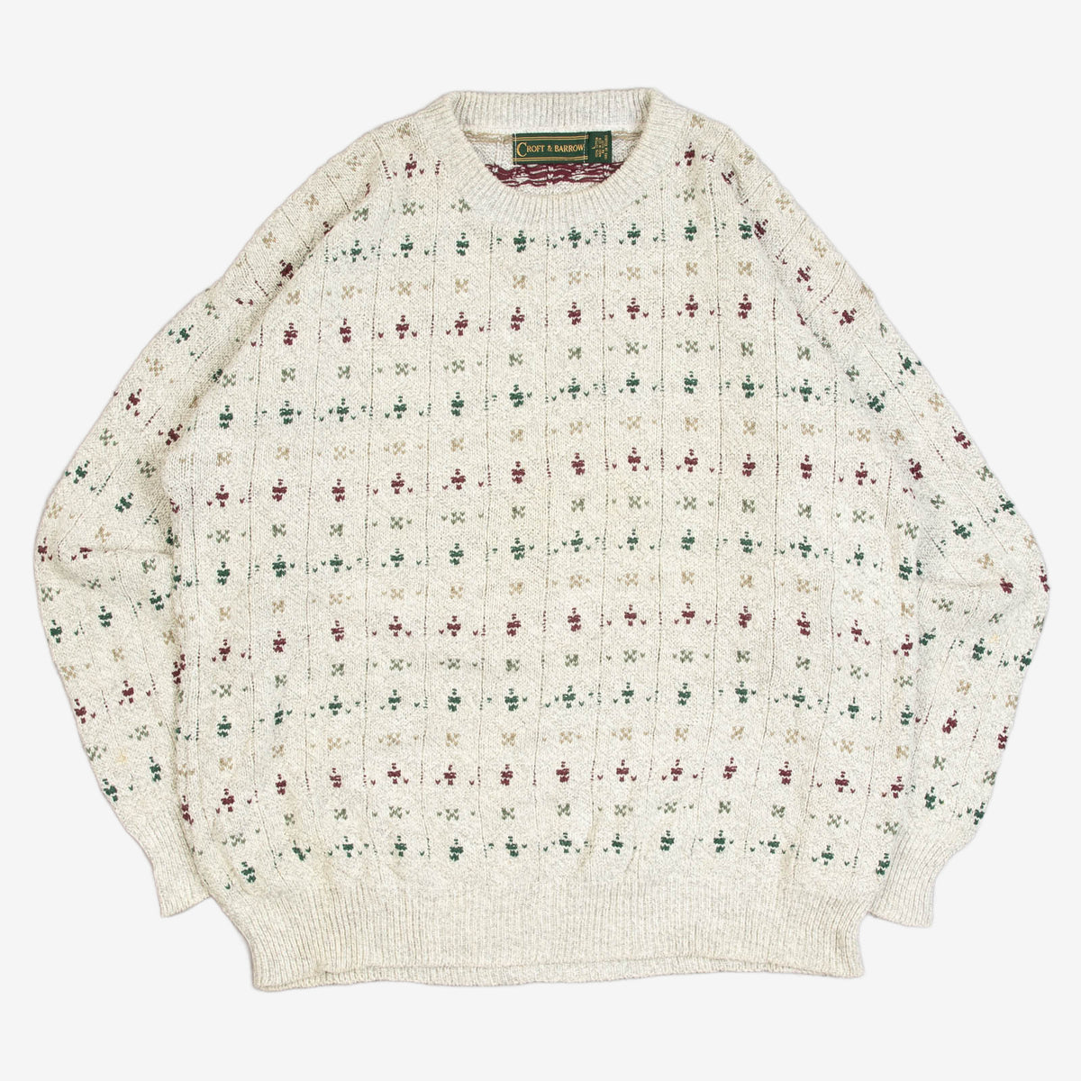 MEN'S VINTAGE 1990S STRUCTURED PATTERNED KNITTED JUMPER - LARGE