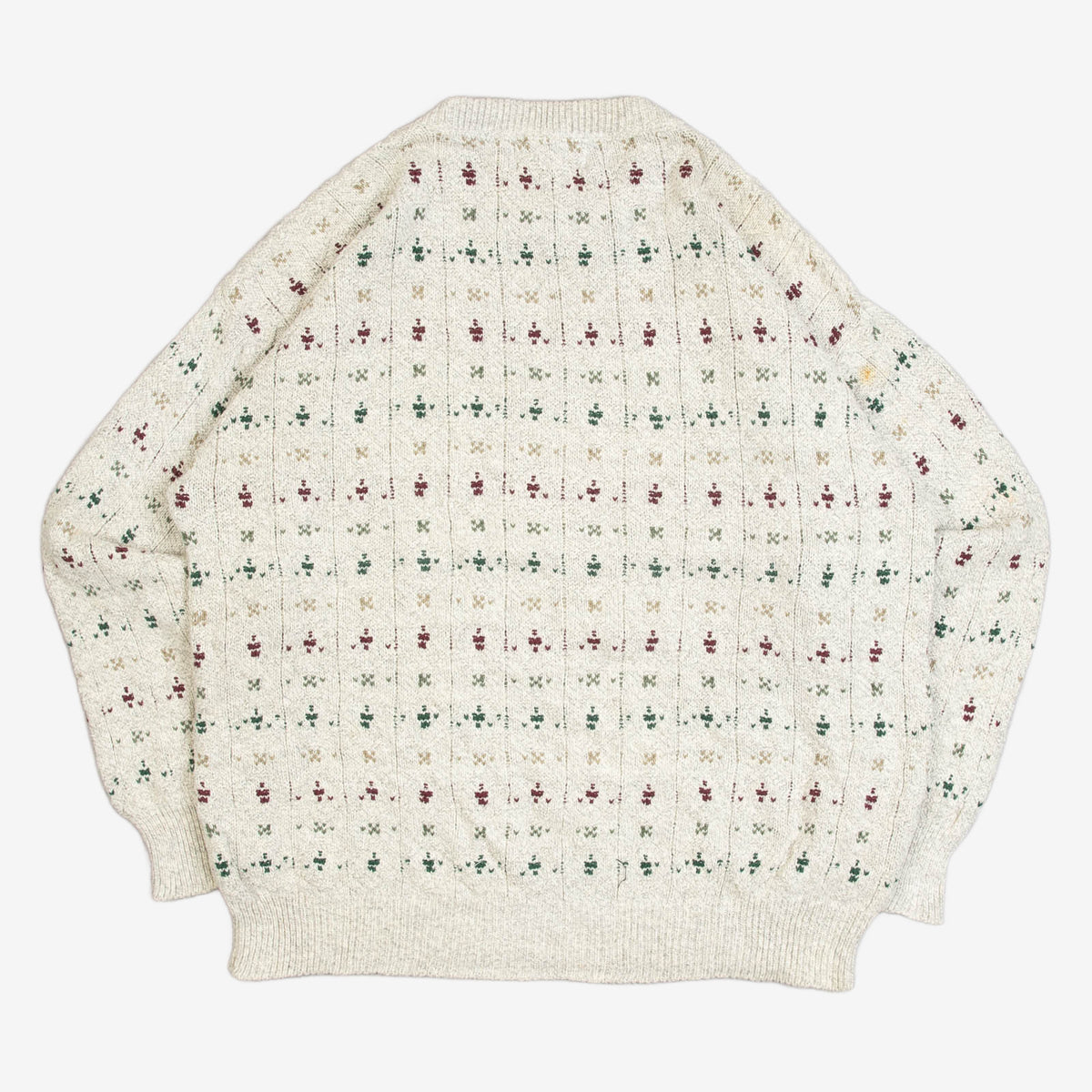 MEN'S VINTAGE 1990S STRUCTURED PATTERNED KNITTED JUMPER - LARGE