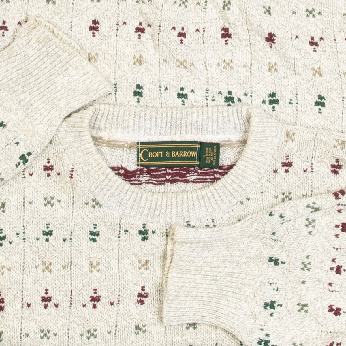 MEN'S VINTAGE 1990S STRUCTURED PATTERNED KNITTED JUMPER - LARGE