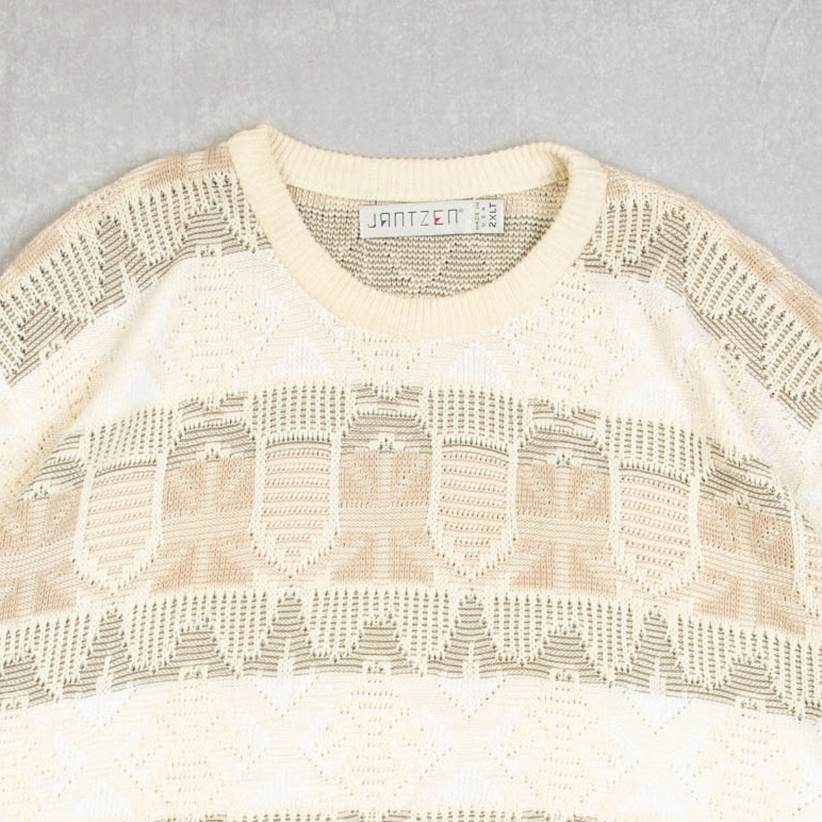 MEN'S VINTAGE 1990S STRUCTURED PATTERNED KNITTED JUMPER - XX-LARGE