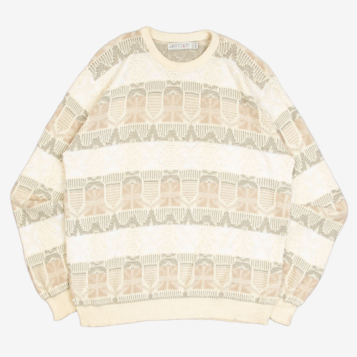 MEN'S VINTAGE 1990S STRUCTURED PATTERNED KNITTED JUMPER - XX-LARGE