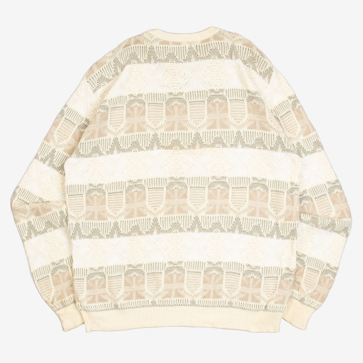 MEN'S VINTAGE 1990S STRUCTURED PATTERNED KNITTED JUMPER - XX-LARGE