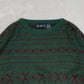 MEN'S VINTAGE 1990S PATTERNED KNITTED JUMPER - LARGE