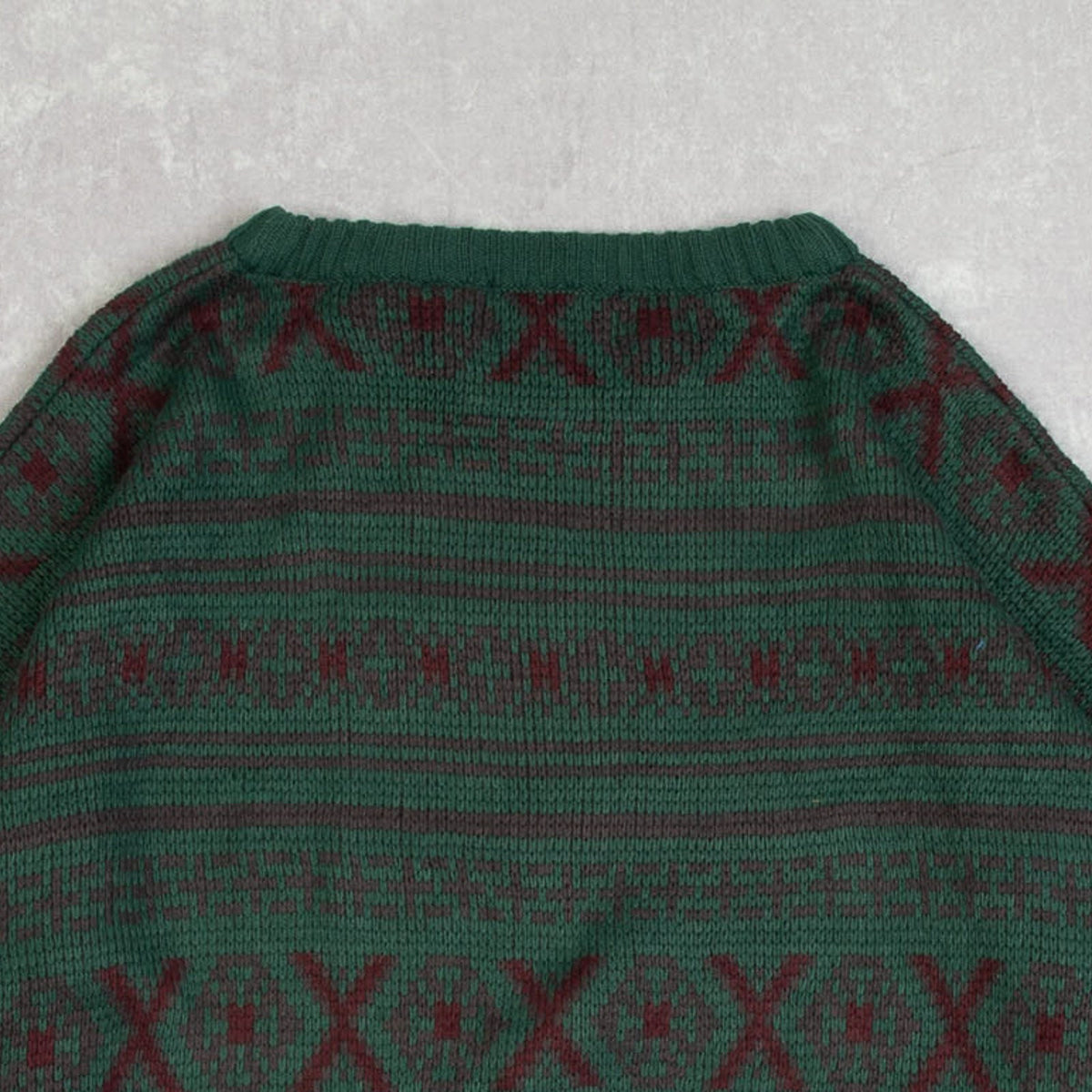 MEN'S VINTAGE 1990S PATTERNED KNITTED JUMPER - LARGE