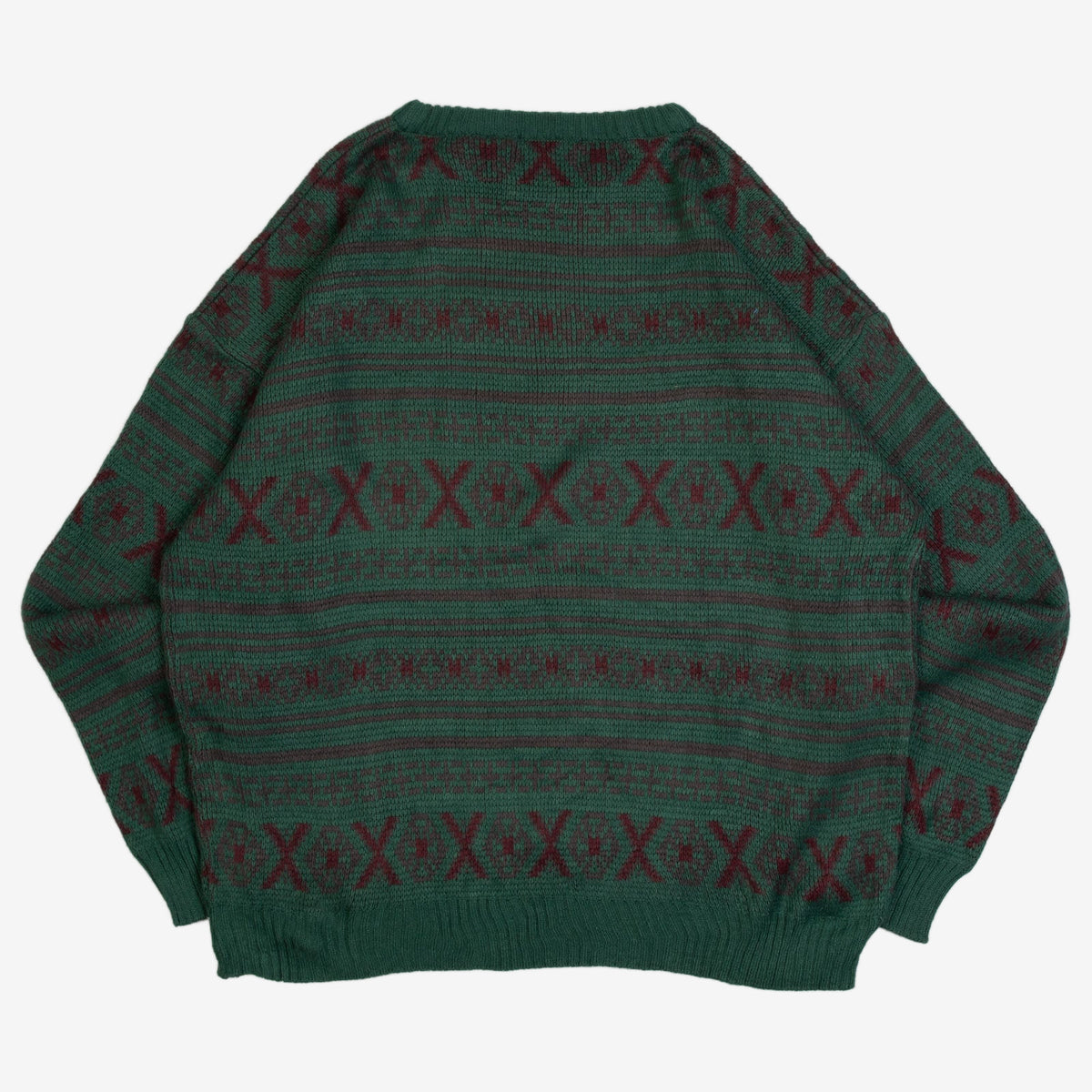 MEN'S VINTAGE 1990S PATTERNED KNITTED JUMPER - LARGE