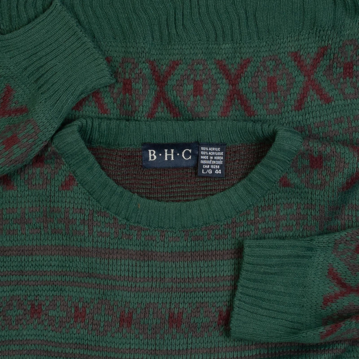 MEN'S VINTAGE 1990S PATTERNED KNITTED JUMPER - LARGE
