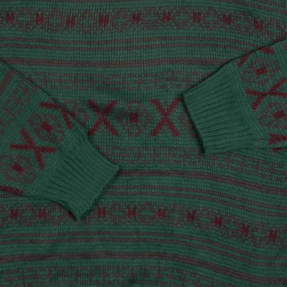 MEN'S VINTAGE 1990S PATTERNED KNITTED JUMPER - LARGE