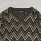 MEN'S VINTAGE 1990S CHEVRON PATTERNED KNITTED JUMPER - LARGE