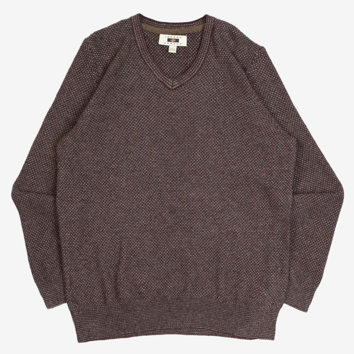 MEN'S VINTAGE 1990S V-NECK KNITTED JUMPER - LARGE