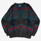MEN'S VINTAGE 1990S CHECKED PATTERNED KNITTED CARDIGAN - LARGE