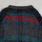 MEN'S VINTAGE 1990S CHECKED PATTERNED KNITTED CARDIGAN - LARGE