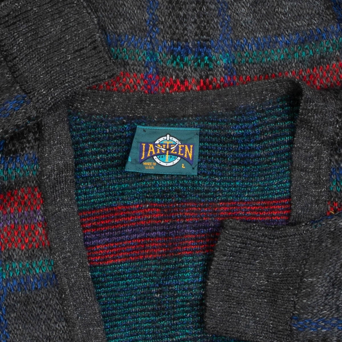 MEN'S VINTAGE 1990S CHECKED PATTERNED KNITTED CARDIGAN - LARGE