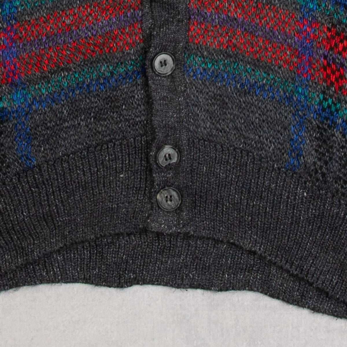 MEN'S VINTAGE 1990S CHECKED PATTERNED KNITTED CARDIGAN - LARGE