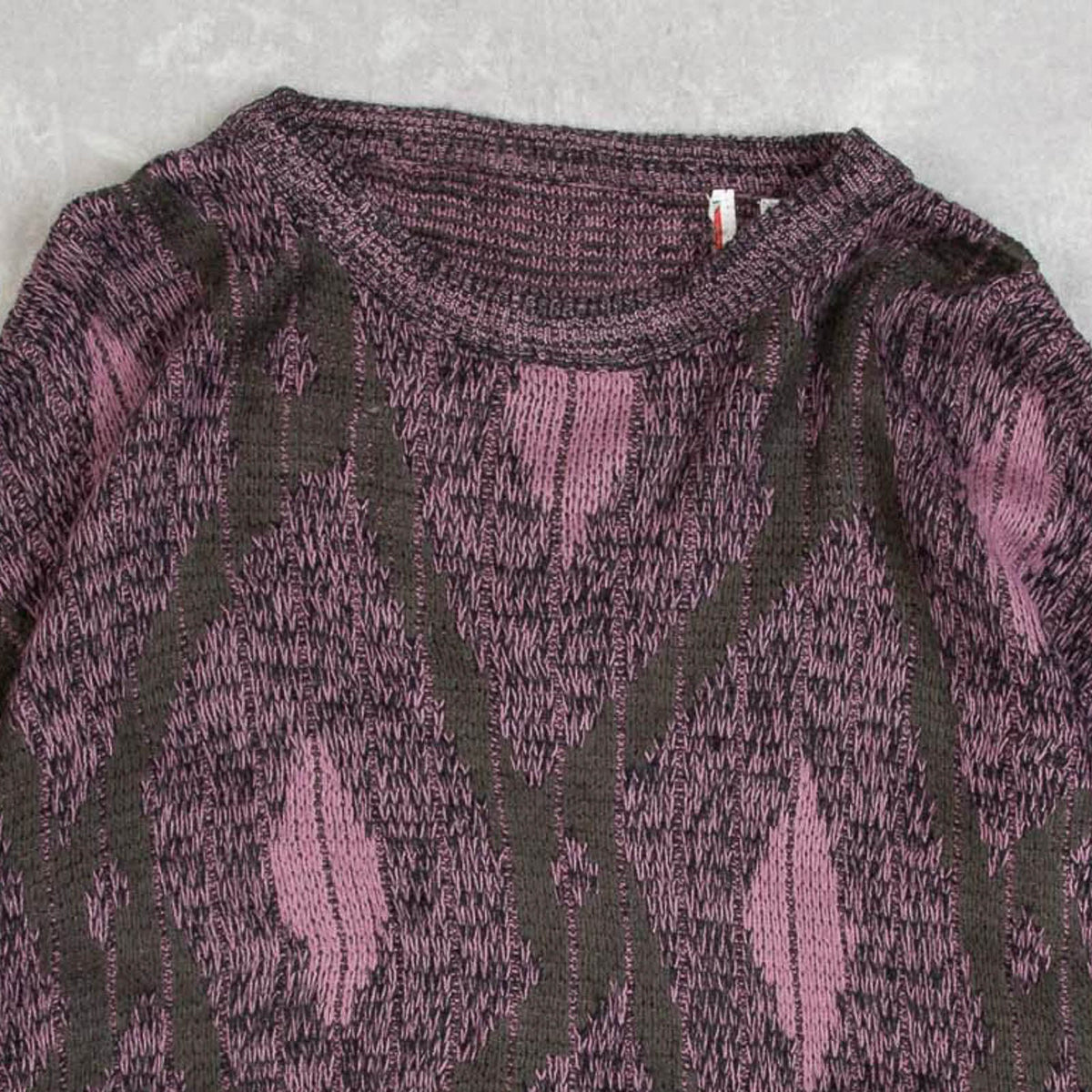 MEN'S VINTAGE 1990S PATTERNED KNITTED JUMPER - MEDIUM