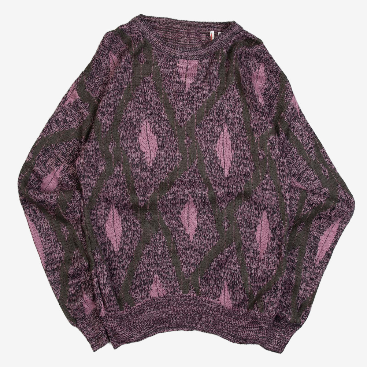 MEN'S VINTAGE 1990S PATTERNED KNITTED JUMPER - MEDIUM
