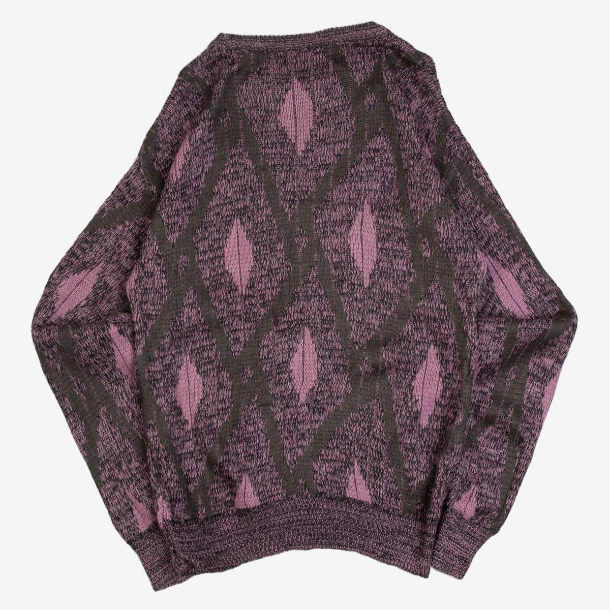 MEN'S VINTAGE 1990S PATTERNED KNITTED JUMPER - MEDIUM