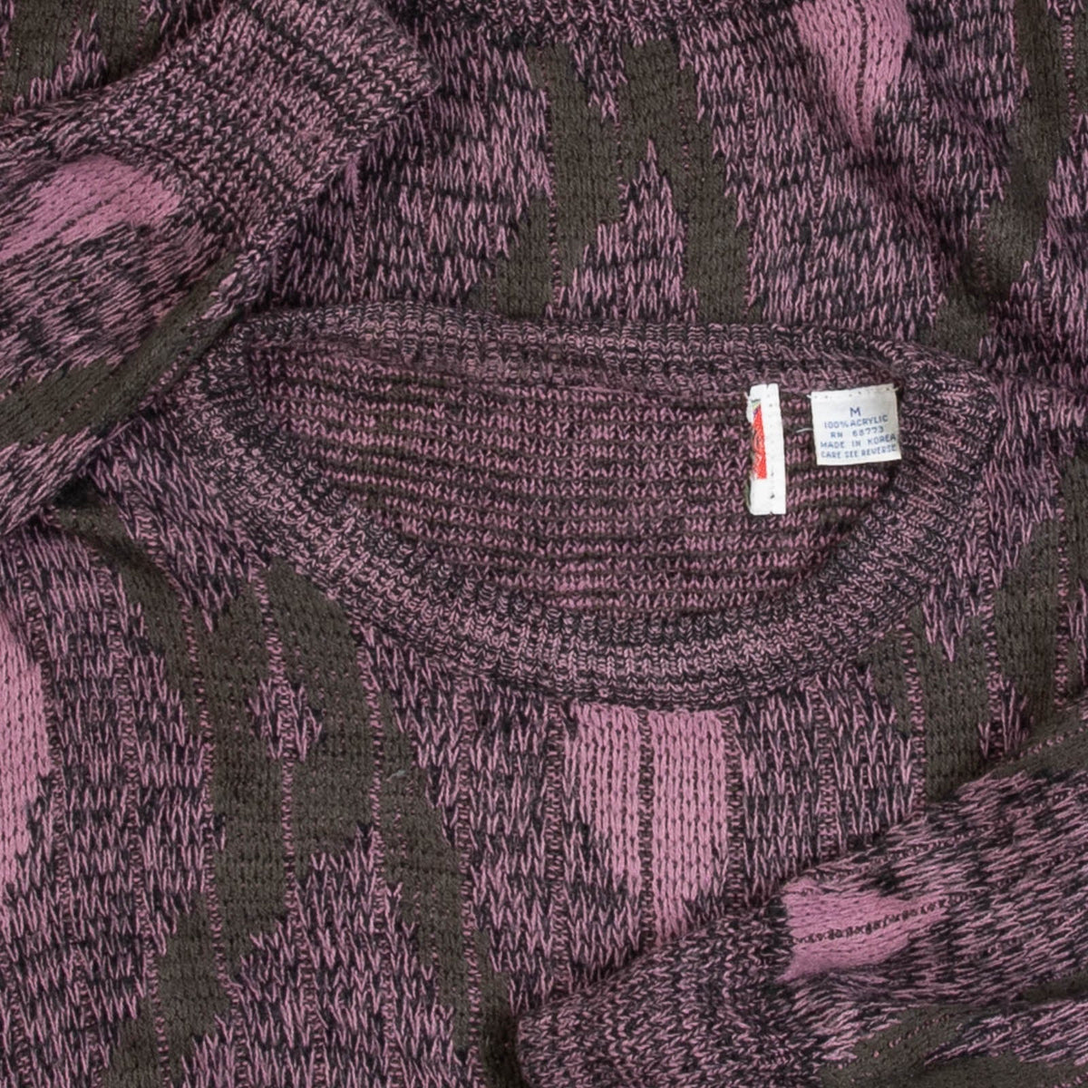 MEN'S VINTAGE 1990S PATTERNED KNITTED JUMPER - MEDIUM