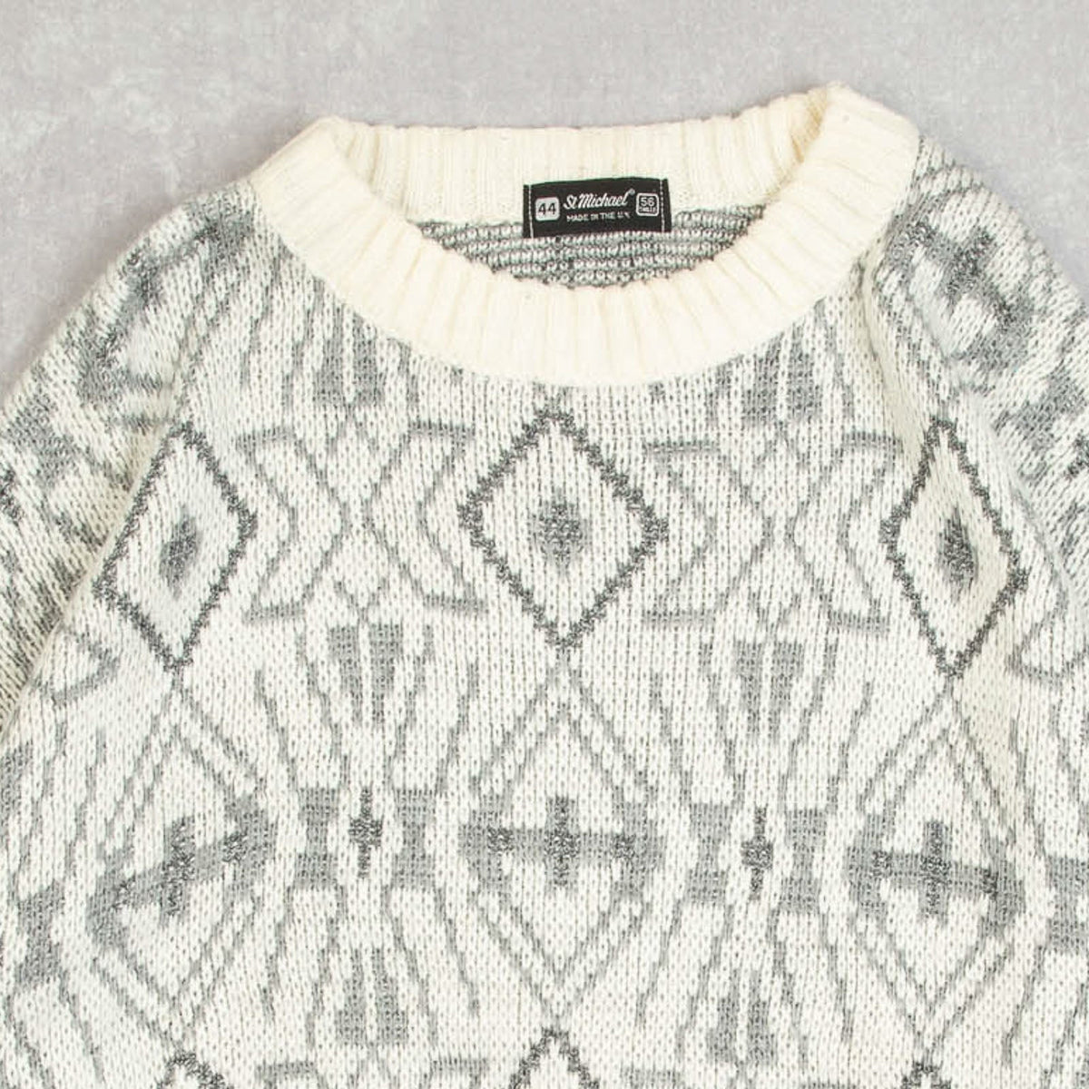 MEN'S VINTAGE 1990S PATTERNED KNITTED JUMPER - LARGE