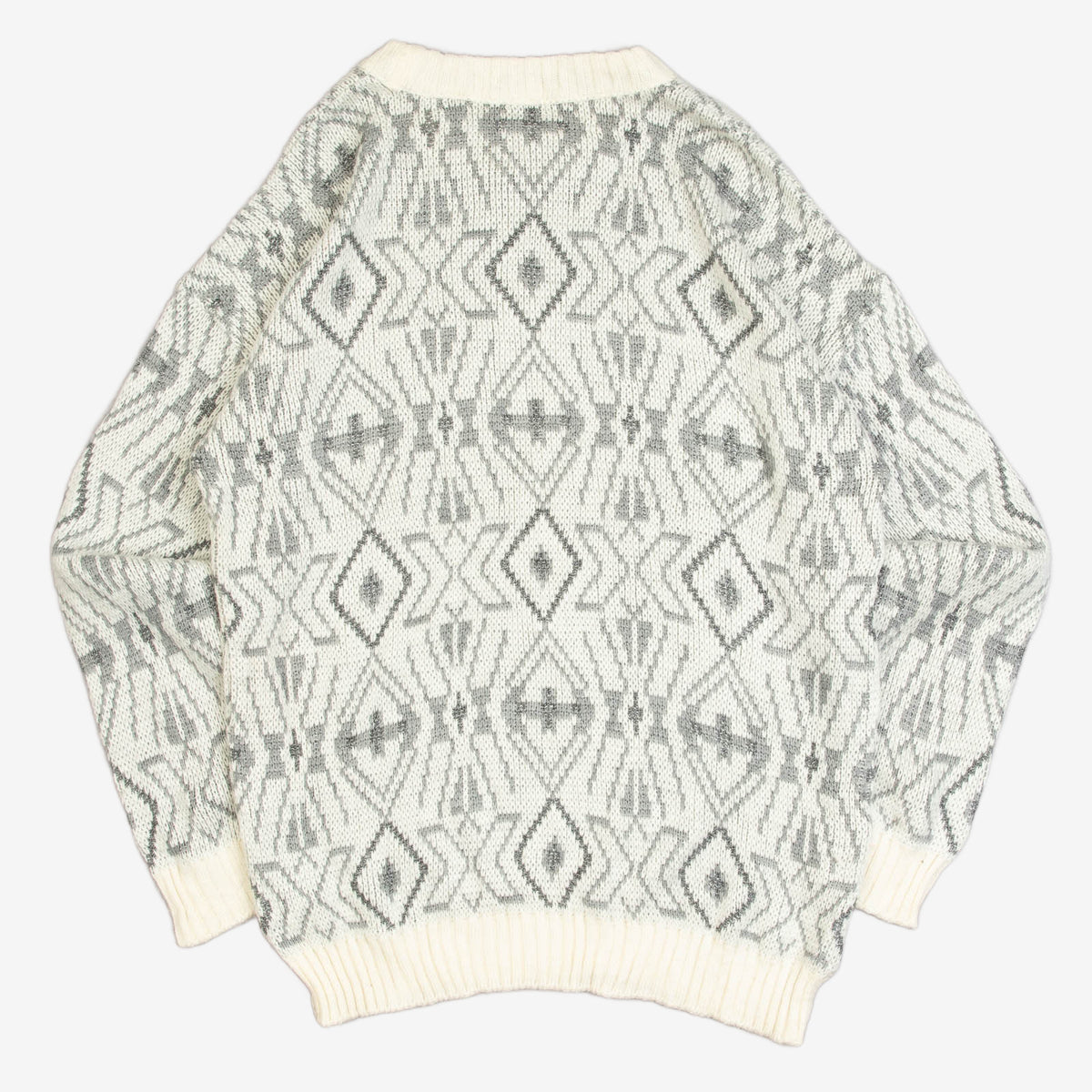 MEN'S VINTAGE 1990S PATTERNED KNITTED JUMPER - LARGE