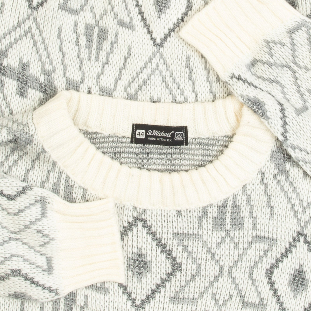 MEN'S VINTAGE 1990S PATTERNED KNITTED JUMPER - LARGE