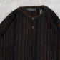 MEN'S VINTAGE 1990S BNWT STRIPED HENLEY KNITTED JUMPER - LARGE
