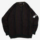 MEN'S VINTAGE 1990S BNWT STRIPED HENLEY KNITTED JUMPER - LARGE