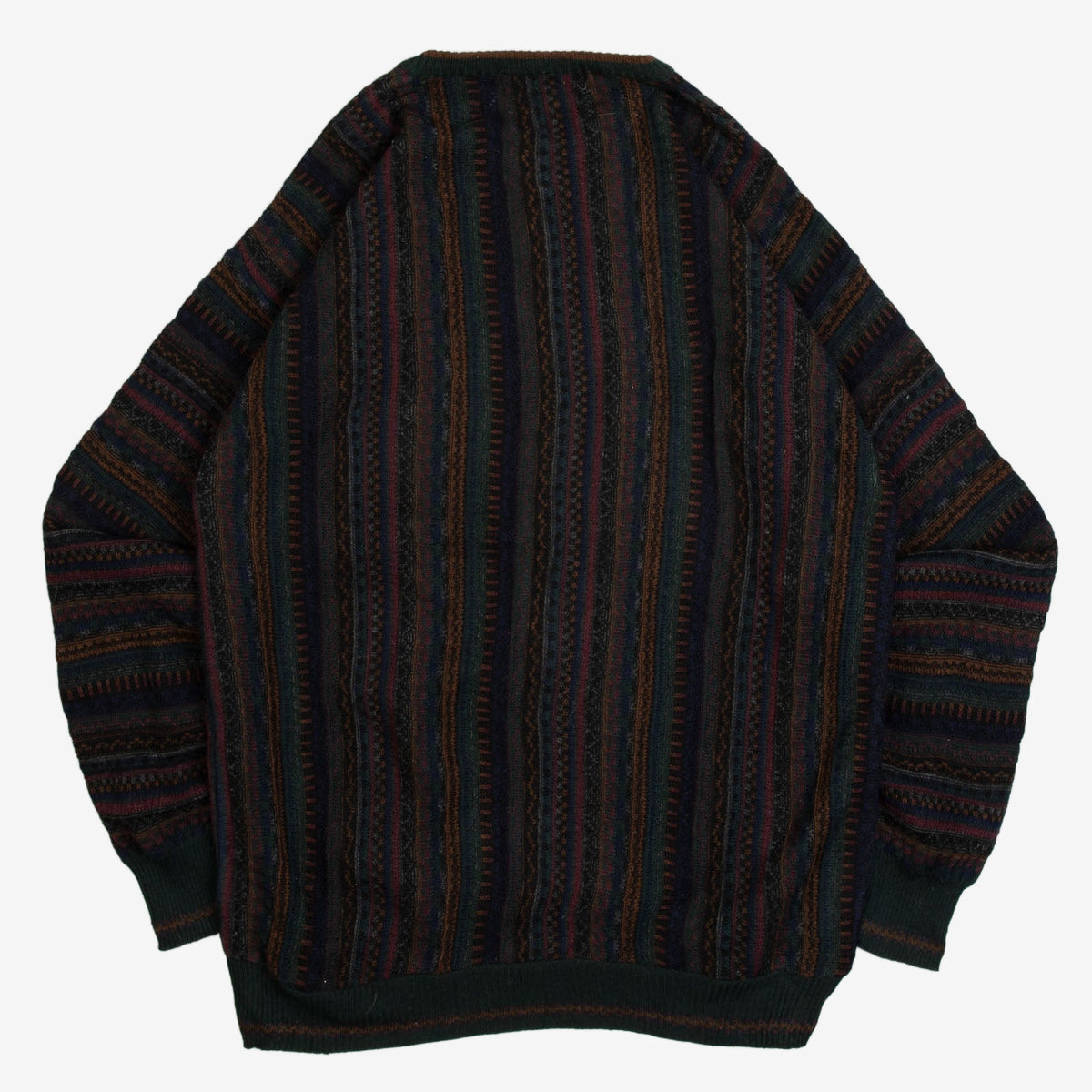 MEN'S VINTAGE 1990S BNWT STRIPED HENLEY KNITTED JUMPER - LARGE