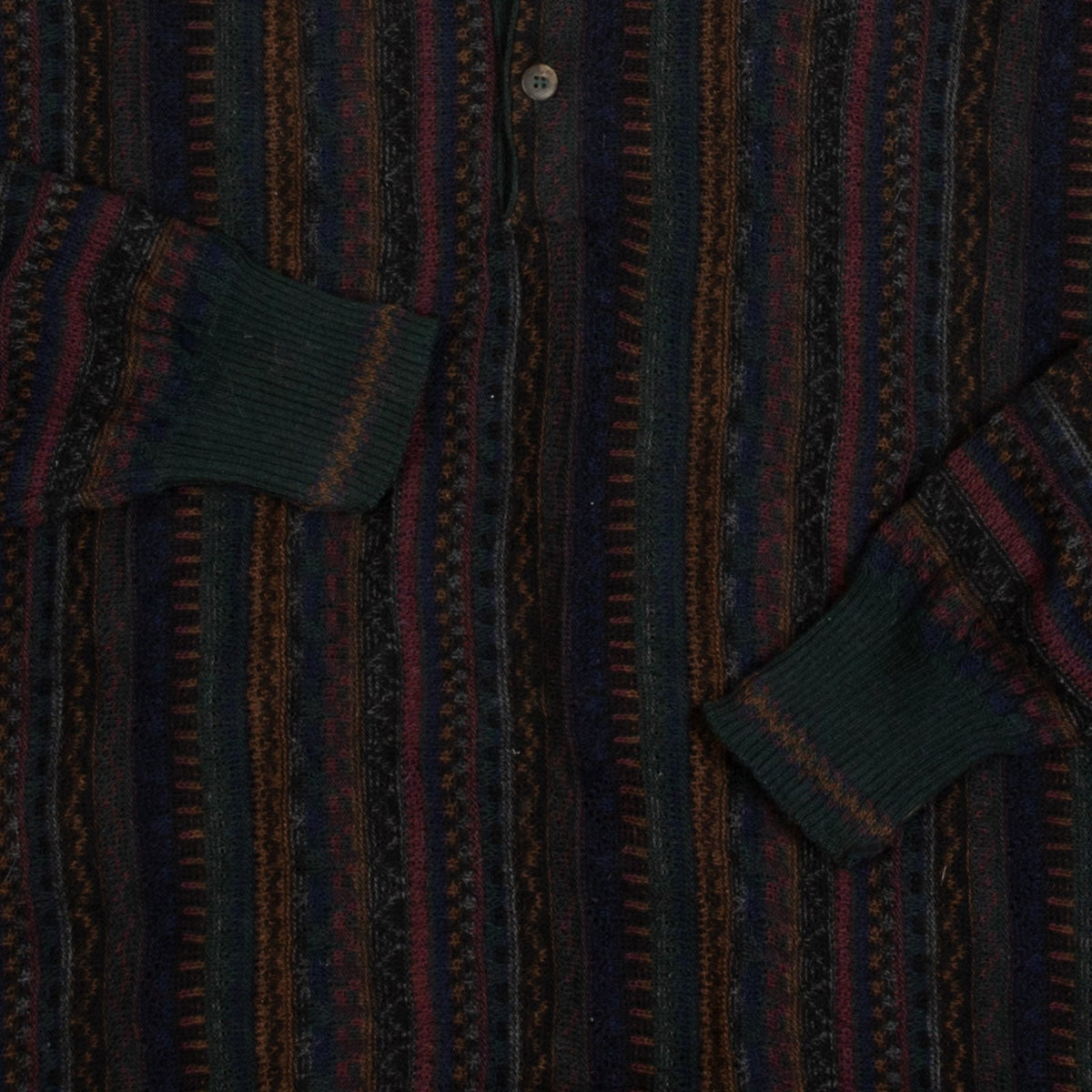 MEN'S VINTAGE 1990S BNWT STRIPED HENLEY KNITTED JUMPER - LARGE