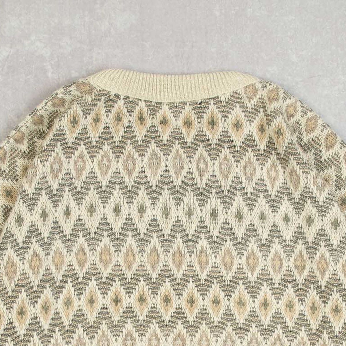 MEN'S VINTAGE 1990S STRIPED PATTERNED KNITTED JUMPER - LARGE