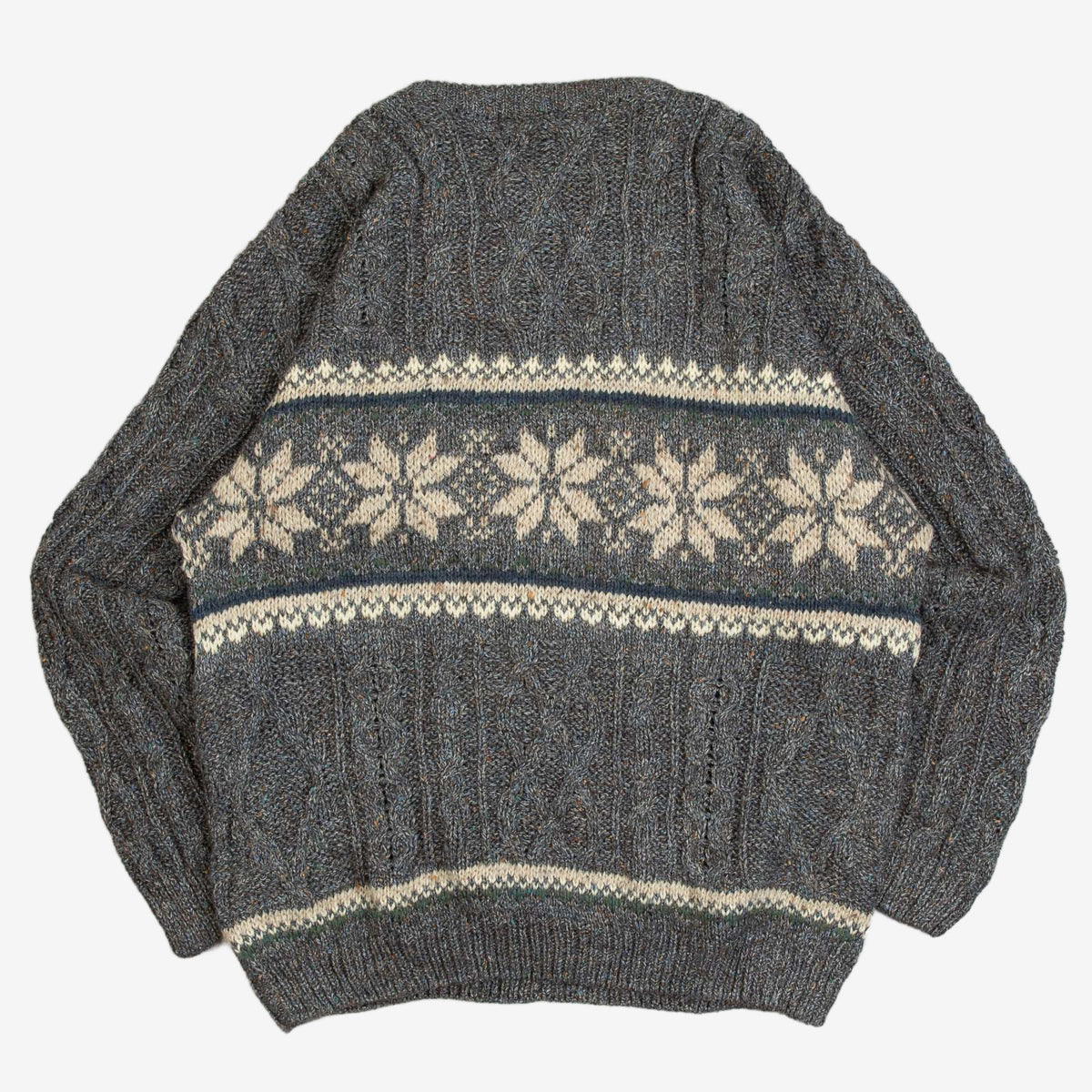 MEN'S VINTAGE 1990S STRUCTURED PATTERNED KNITTED JUMPER - LARGE