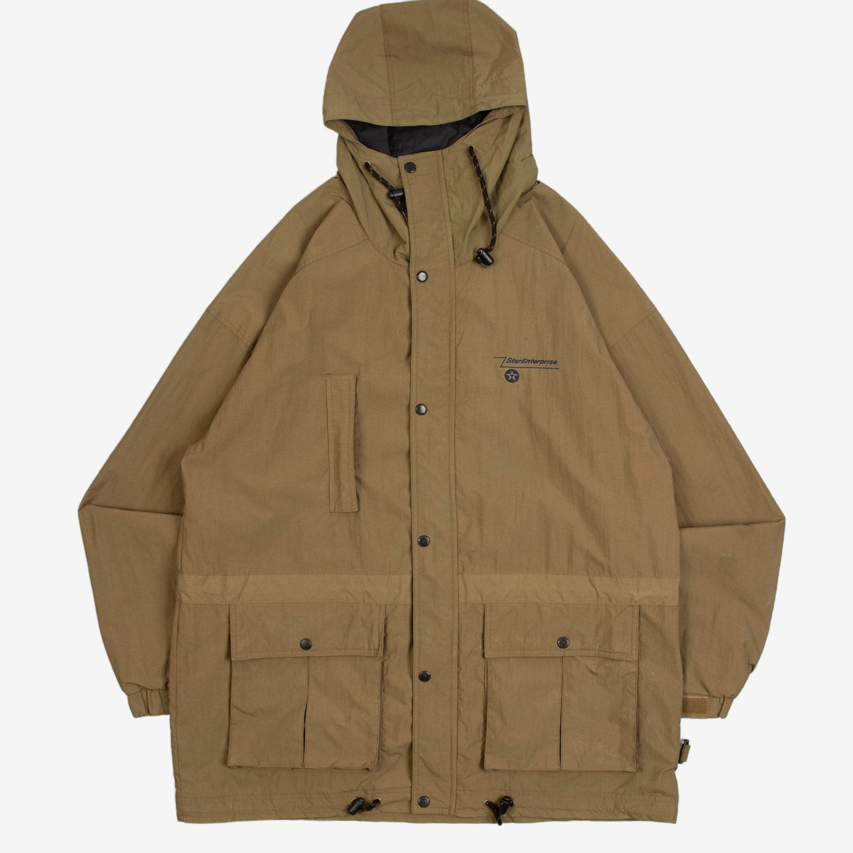 MEN'S VINTAGE 1990S HOODED STAR ENTERPRISE PARKA JACKET - LARGE