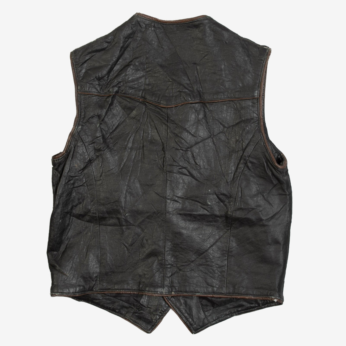MEN'S VINTAGE 1990S LEATHER VEST JACKET - MEDIUM
