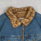 WOMEN'S VINTAGE 1990S FUR LINED DENIM JACKET - X-LARGE