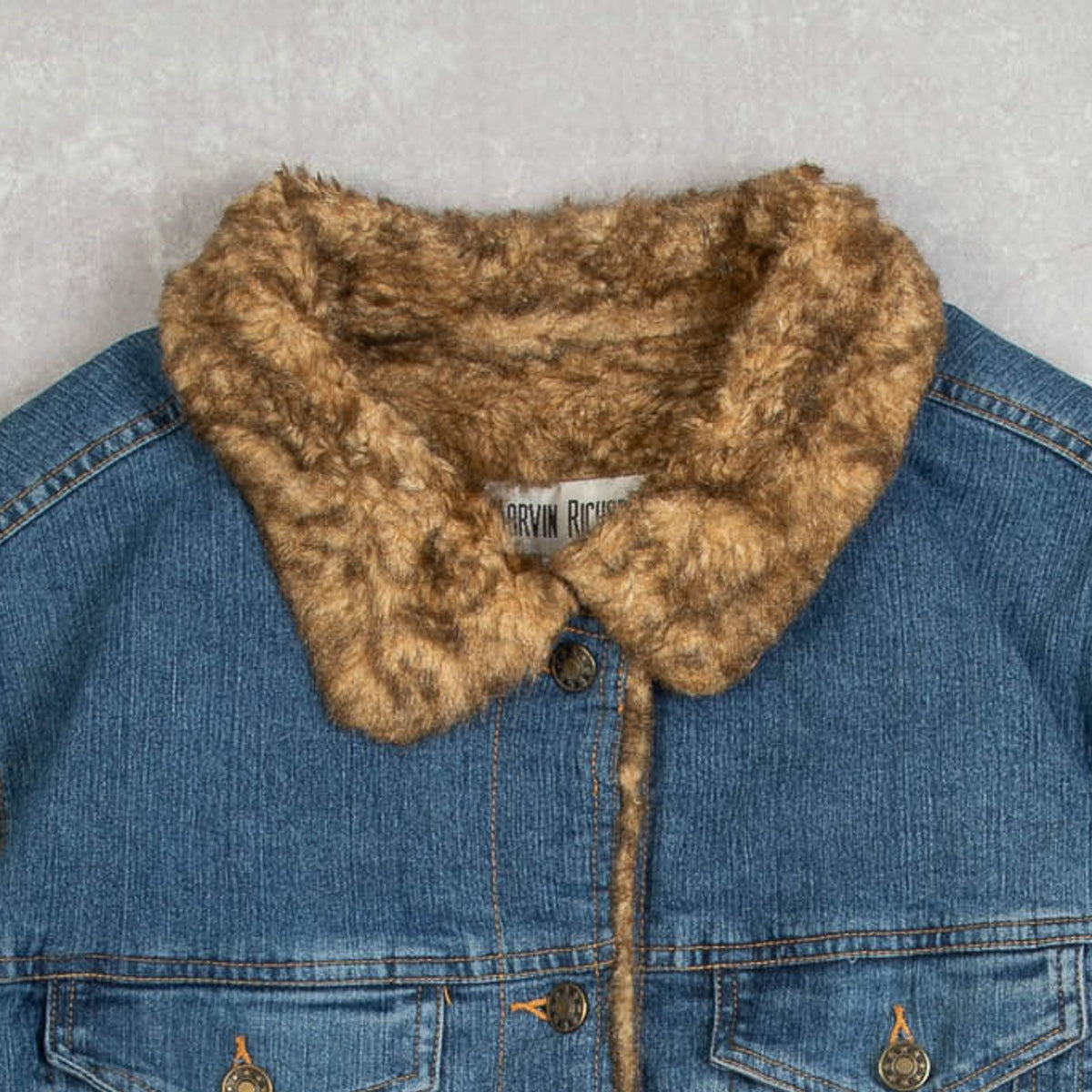 WOMEN'S VINTAGE 1990S FUR LINED DENIM JACKET - X-LARGE