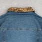 WOMEN'S VINTAGE 1990S FUR LINED DENIM JACKET - X-LARGE