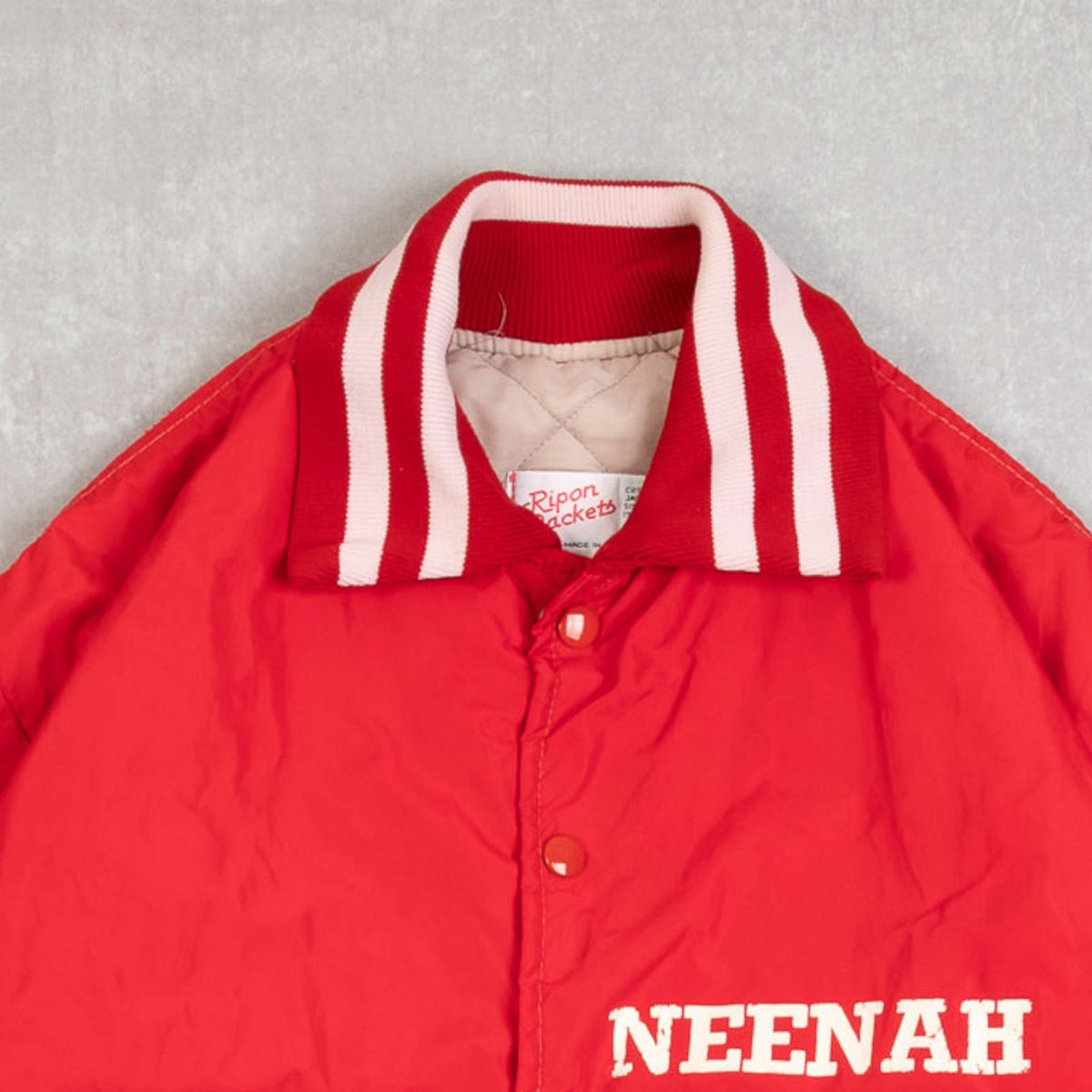MEN'S VINTAGE 1980S NEENAH VARSITY BOMBER JACKET - LARGE