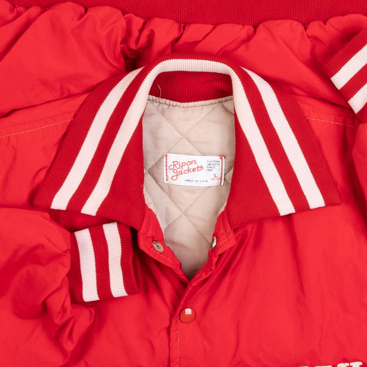 MEN'S VINTAGE 1980S NEENAH VARSITY BOMBER JACKET - LARGE