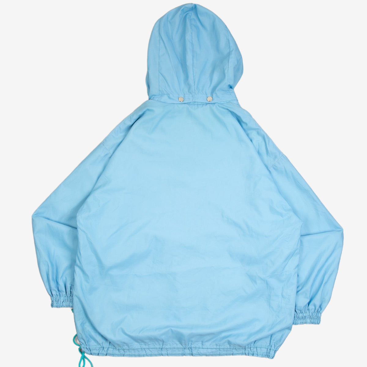 MEN'S VINTAGE 1980S HOODED HIGH NECK WINDBREAKER JACKET - LARGE