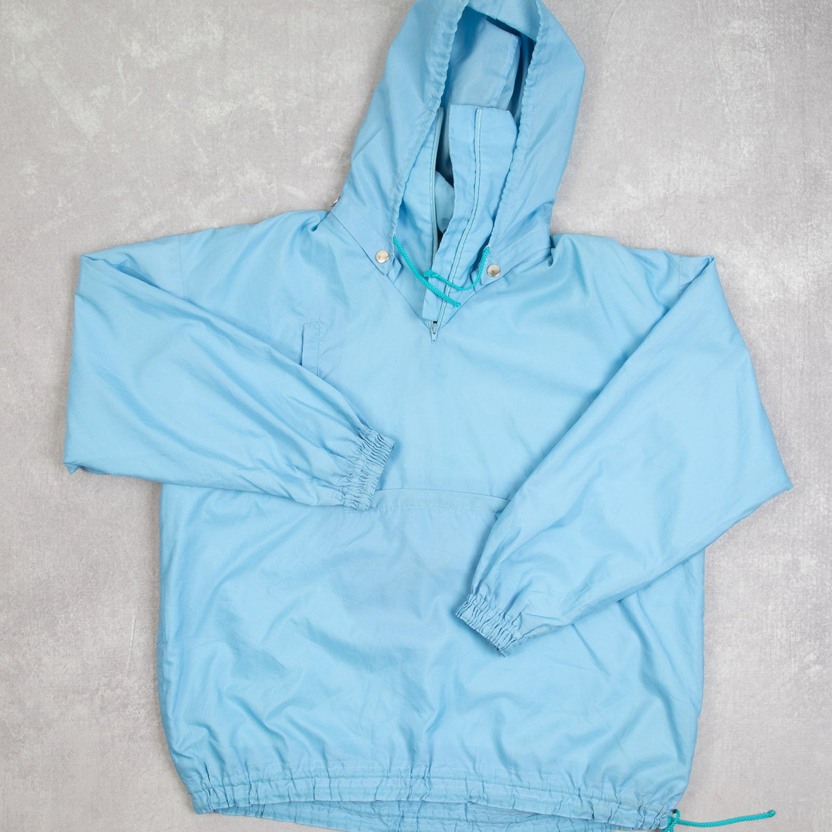 MEN'S VINTAGE 1980S HOODED HIGH NECK WINDBREAKER JACKET - LARGE