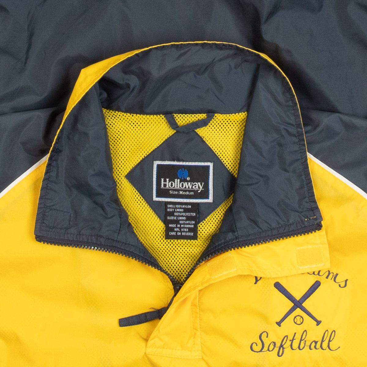 MEN'S VINTAGE 1990S SOFTBALL QUARTER ZIP WINDBREAKER JACKET - MEDIUM
