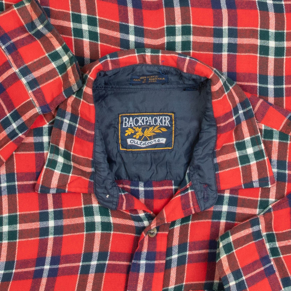MEN'S VINTAGE 1990S WOOL STYLE CHECKED SHIRT - LARGE