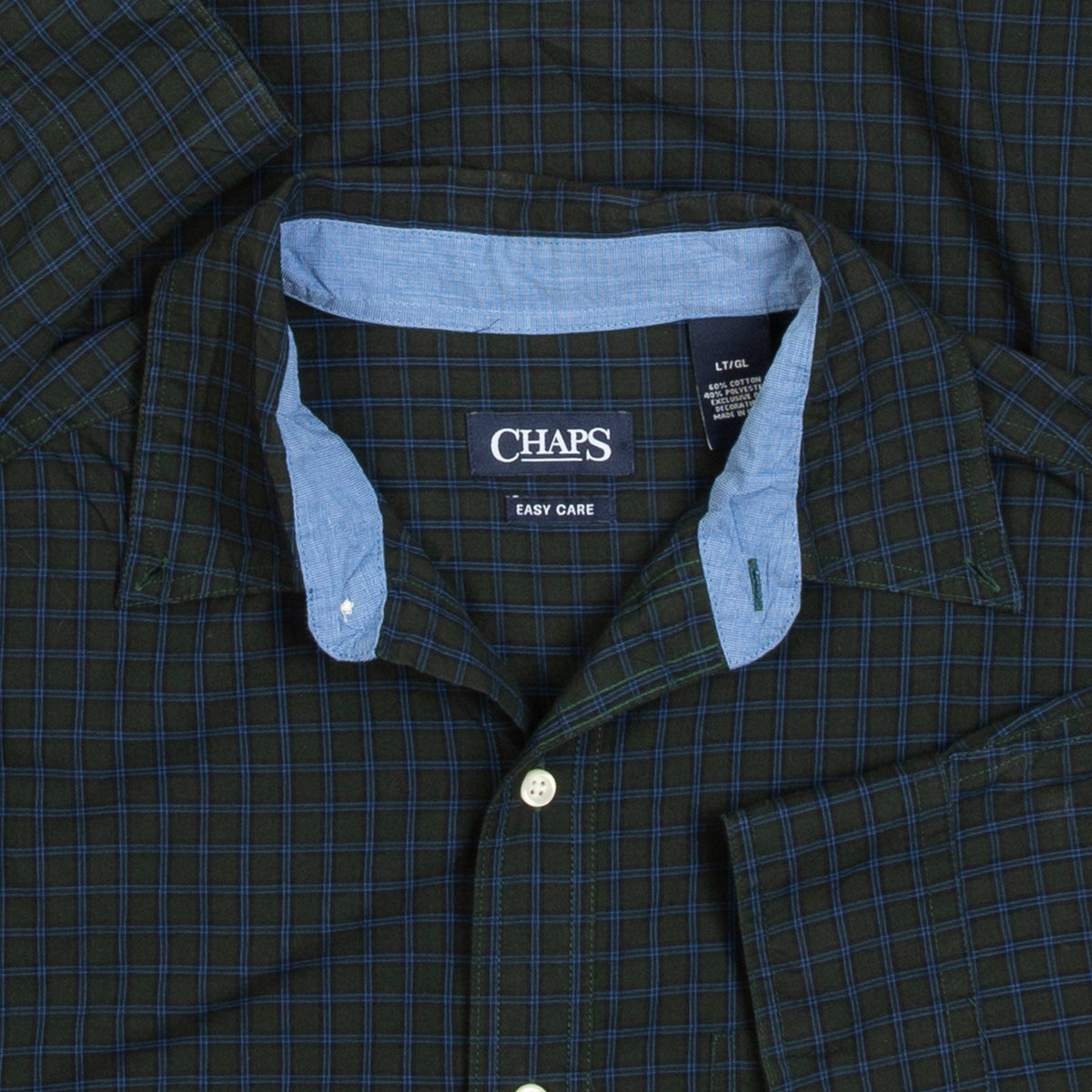 MEN'S VINTAGE 1990S CHAPS CHECKED SHIRT - LARGE